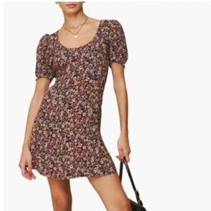 Reformation Georgica Floral Print Puff Sleeve Dress NWT